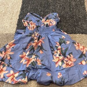 Floral purplish/blueish Romper with Pink Flowers